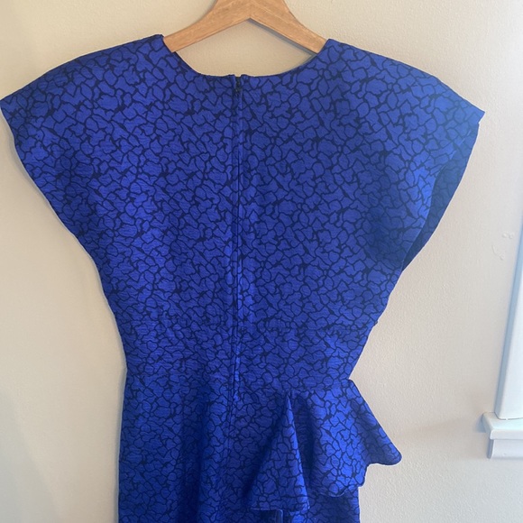 Vintage cocktail dress royal blue with ruffle and shoulder pads size small/xs - Picture 6 of 10